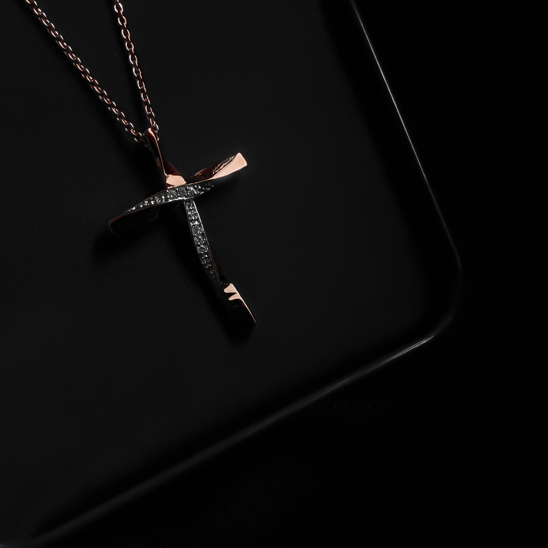 Jesus Cross Pendant - Rose Gold Plating